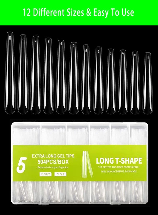 Dudjndjd 504 PCS Extra Long Coffin Nail Tips, Full Cover Coffin Press On Nails Clear Coffin Ballerina No C Curve Nail Tips, 3XL Long Ballerina Nail Tip Fake Acrylic Nails for Salons and DIY Nail Art 12 Sizes - Image 5